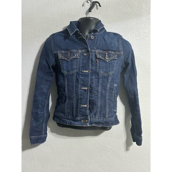 Levi Jackets & Blazers - LEVI STRAUSS Women's Size Medium Blue Studded Button Denim Jacket